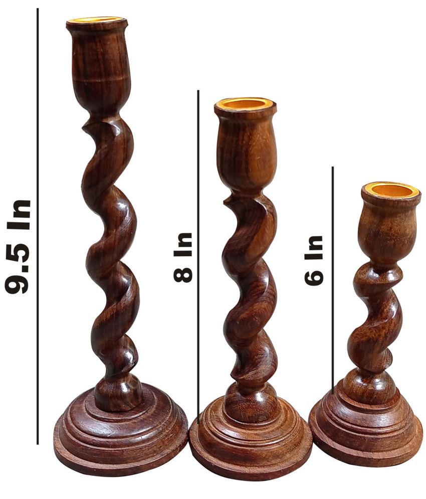     			SWH Table Top and Hanging Wood Pillar Candle Holder - Pack of 1