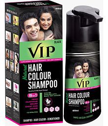VIP Hair Colour Shampoo, Black, 400ml for Men and Women - Family Pack - Alternate to Hair Dye