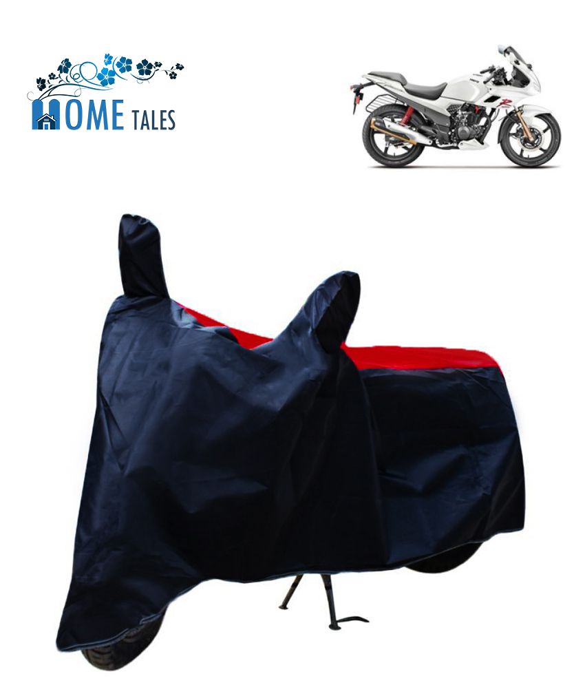     			HOMETALES Dustproof Bike Cover For Hero Karizma with Mirror Pocket - Red & Blue