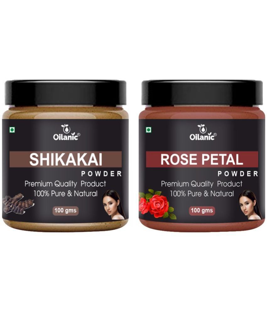     			Oilanic 100% Pure Shikakai Powder & Rose Petal Powder For Skin Hair Mask 200 g Pack of 2