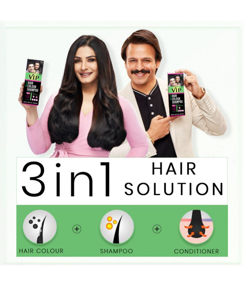Buy VIP Hair Colour Shampoo, Natural Black, 180ml for Men and Women -  Instant Beard, Mustache Hair Color - Alternate to Traditional Hair Dye -  Ammonia Free Online at Best Price in India - Snapdeal