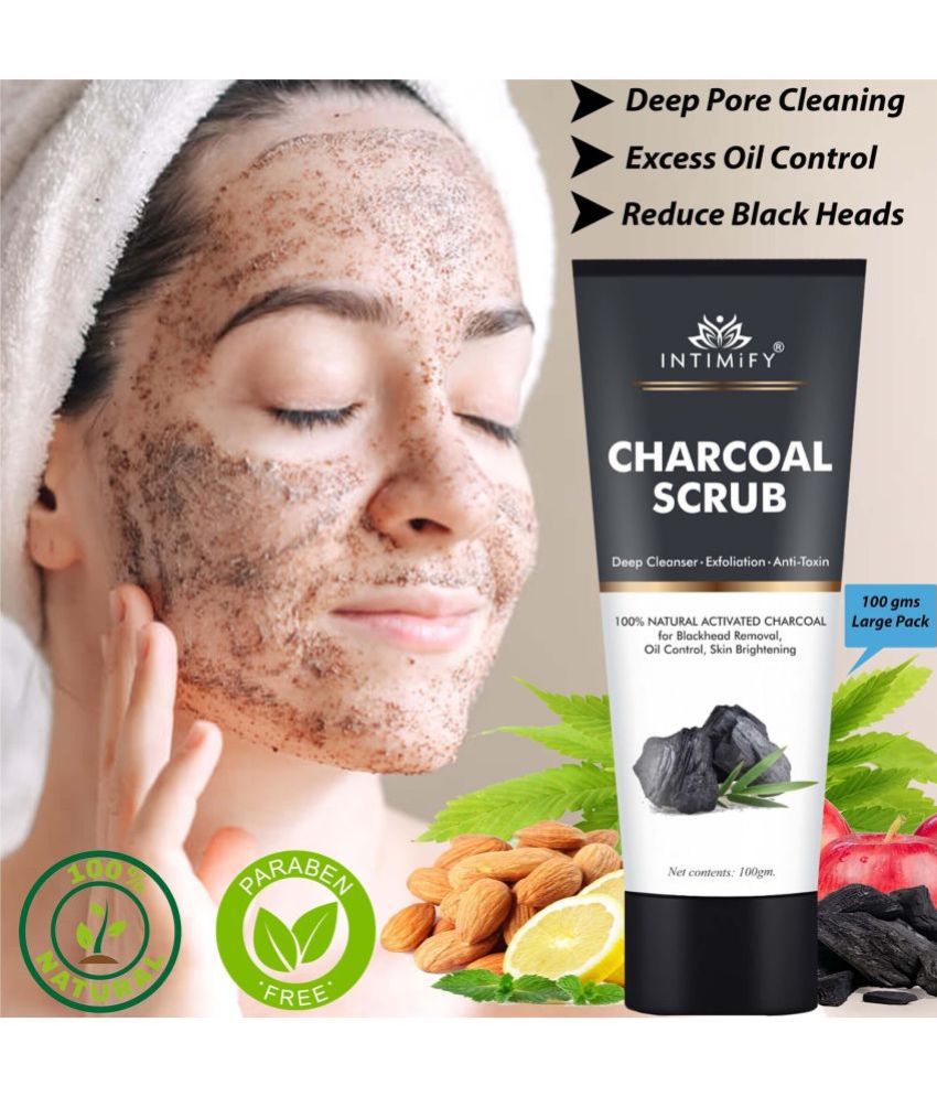     			Intimify Charcoal Scrub, for face scrub, blackhead scrub, black head remover, 100 gm