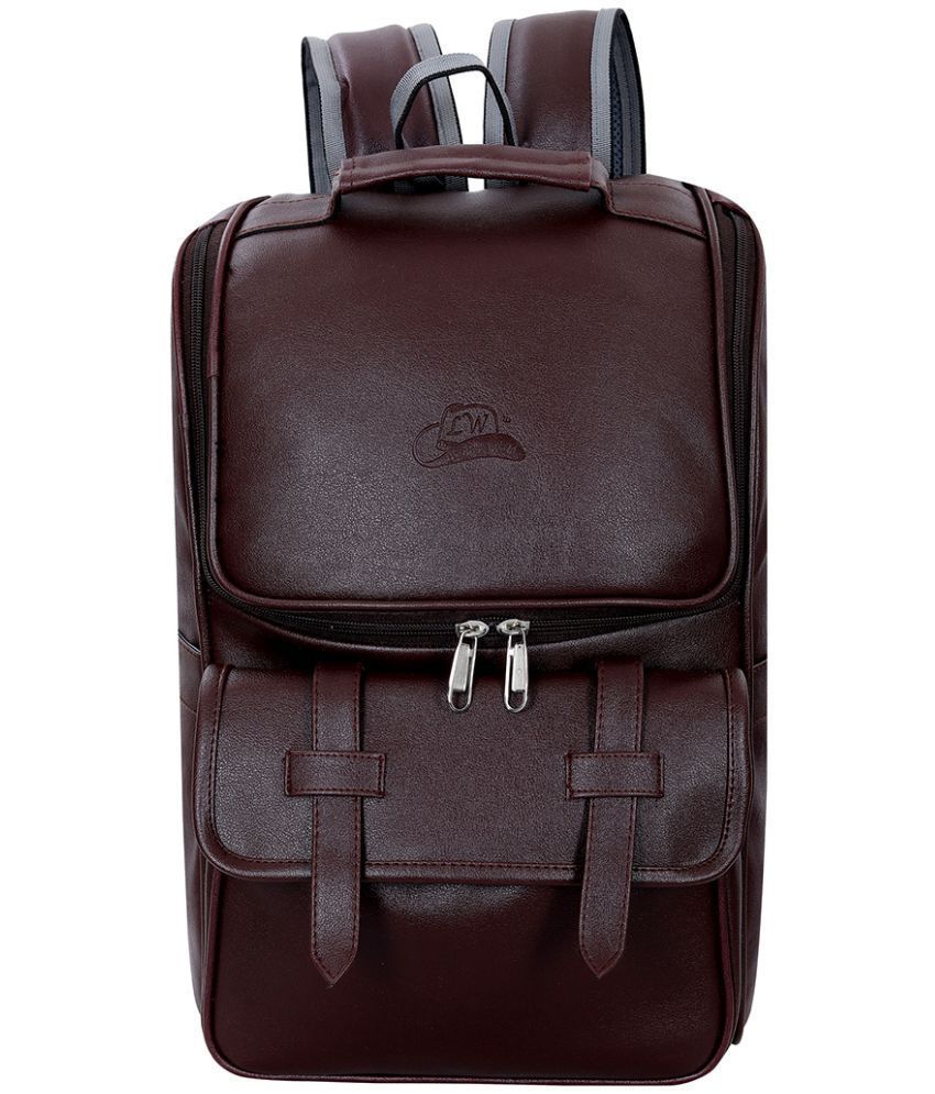    			Leather World 22 Ltrs Brown Backpack