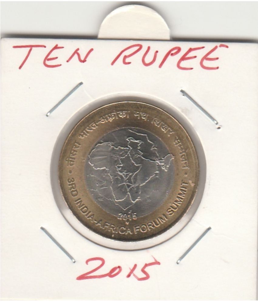     			NUMISMATTECLY  RARE AND COLLECTIBLE -TEN RUPEE -3RD INDIA-AFRICA FORUM SUMMIT-BI-METALIC.YEAR-2015- IN EXTRA FINE TO  UNC CONDITION HIGHLY COLLECTIBLE ,WIGHT-7.71-GRAMS PER C01N.