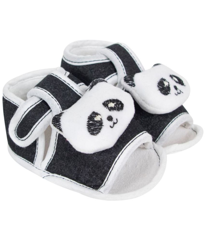     			Neska Moda 6 To 12 Months Baby Boys & Girls Teddy Face Cotton Sandal Booties (Black,White)