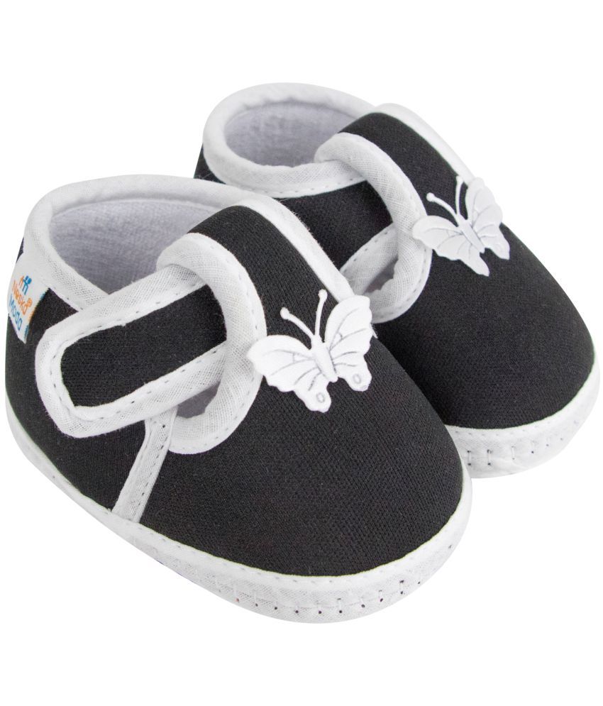     			Neska Moda Baby Boys & Baby Girls Butterfly Velcro Cotton Booties For 12 to 24 Months (Black)