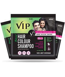 VIP HAIR COLOUR SHAMPOO, Black, 40ml, (Pack of 3) Permanent Hair Color Black 40 mL