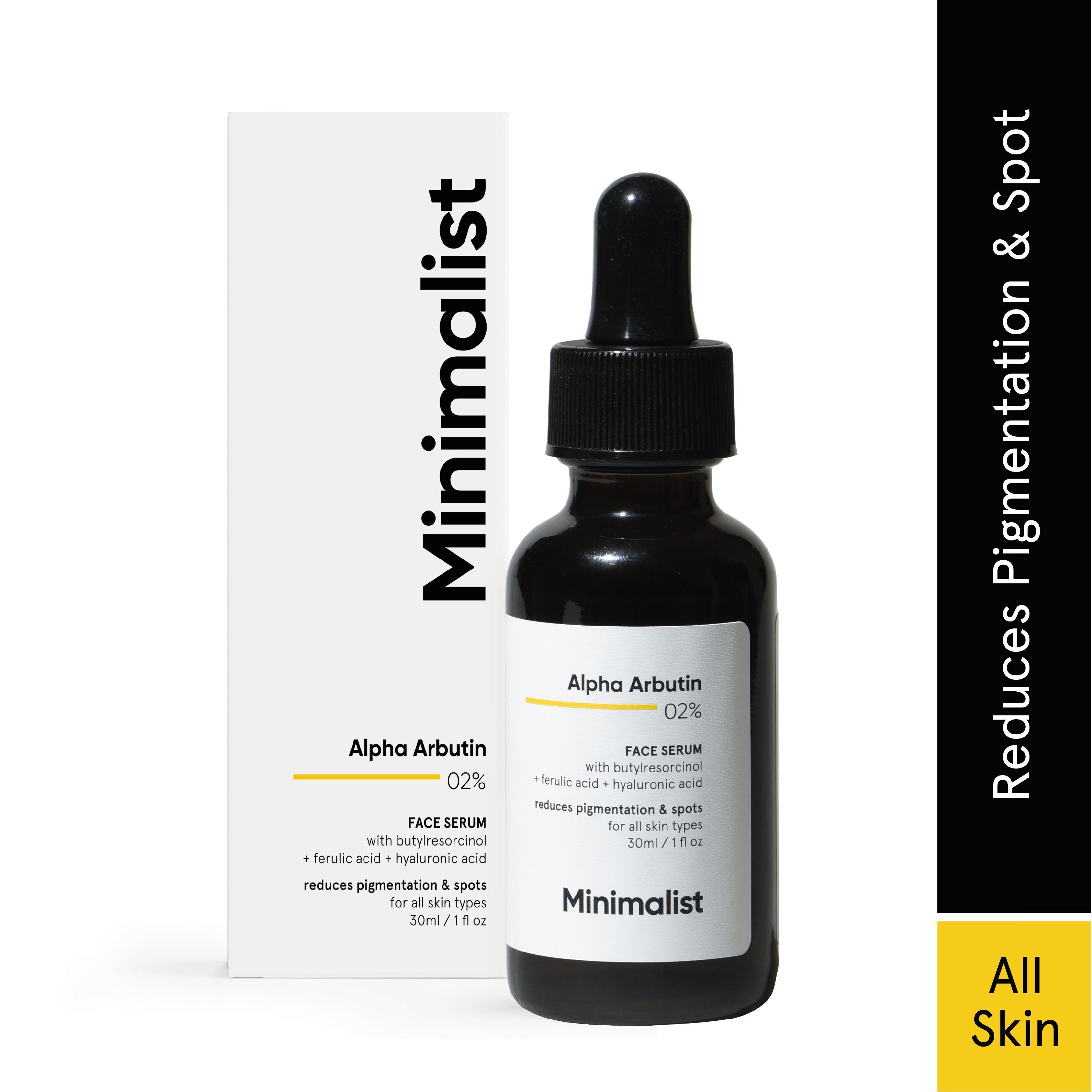     			Minimalist 2% Alpha Arbutin Face Serum with Hyaluronic Acid to Remove Pigmentation, Acne Marks & Dark Spots, 30ml