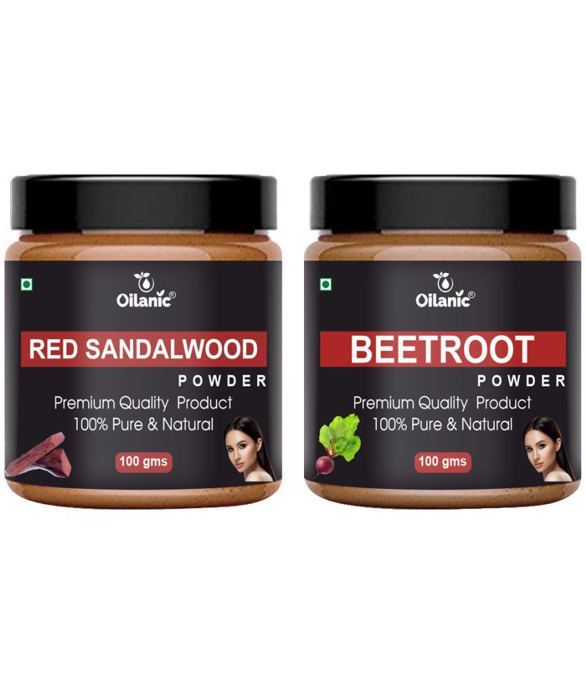     			Oilanic 100% Red Sandalwood Powder & Beetroot Powder For Skincare Hair Mask 200 g Pack of 2