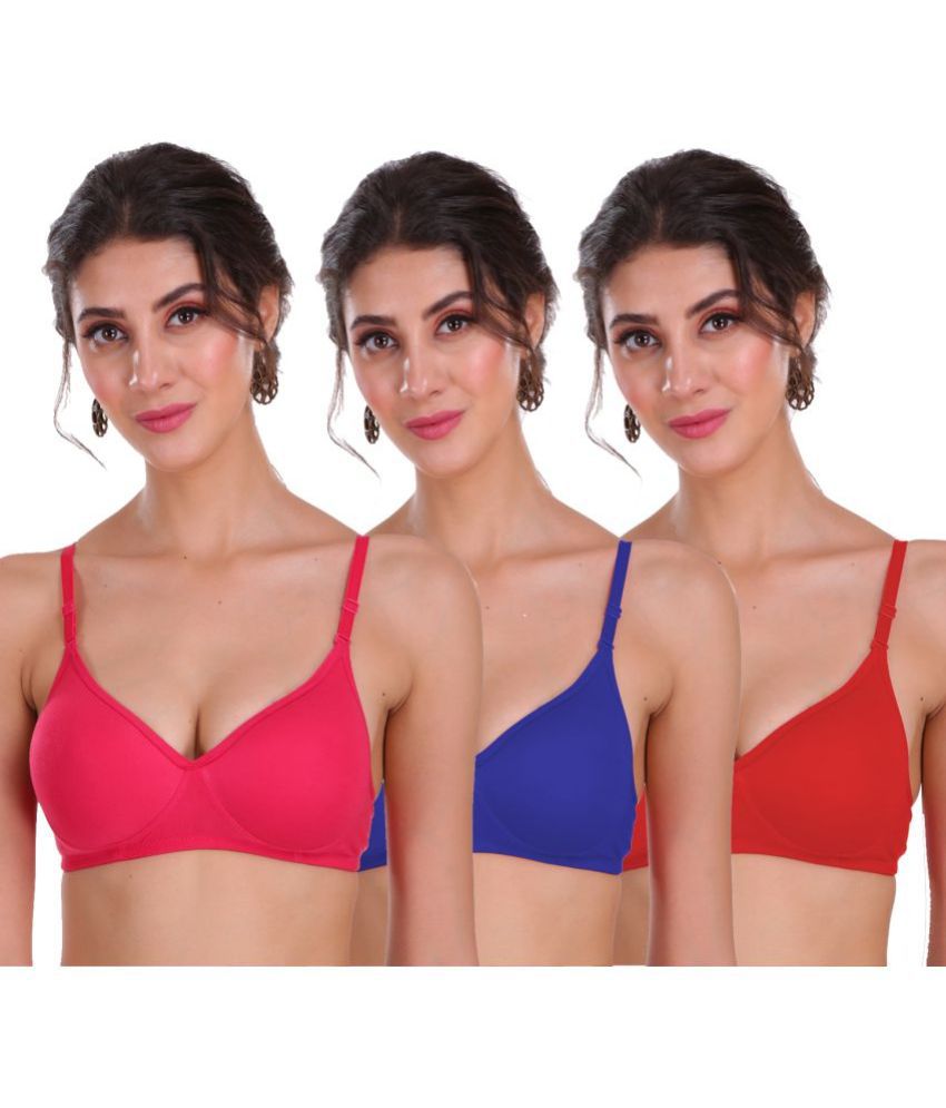     			Softskin - Cotton Blend Solid Multicolor Women's Heavily Padded - Pack of 3