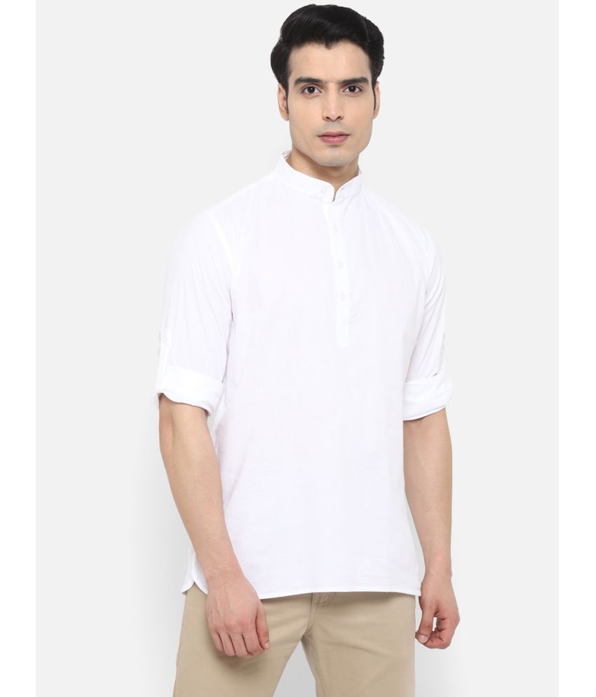     			Springberry - Shirt Style 100 percent Cotton White Men's Kurta ( Pack of 1 )