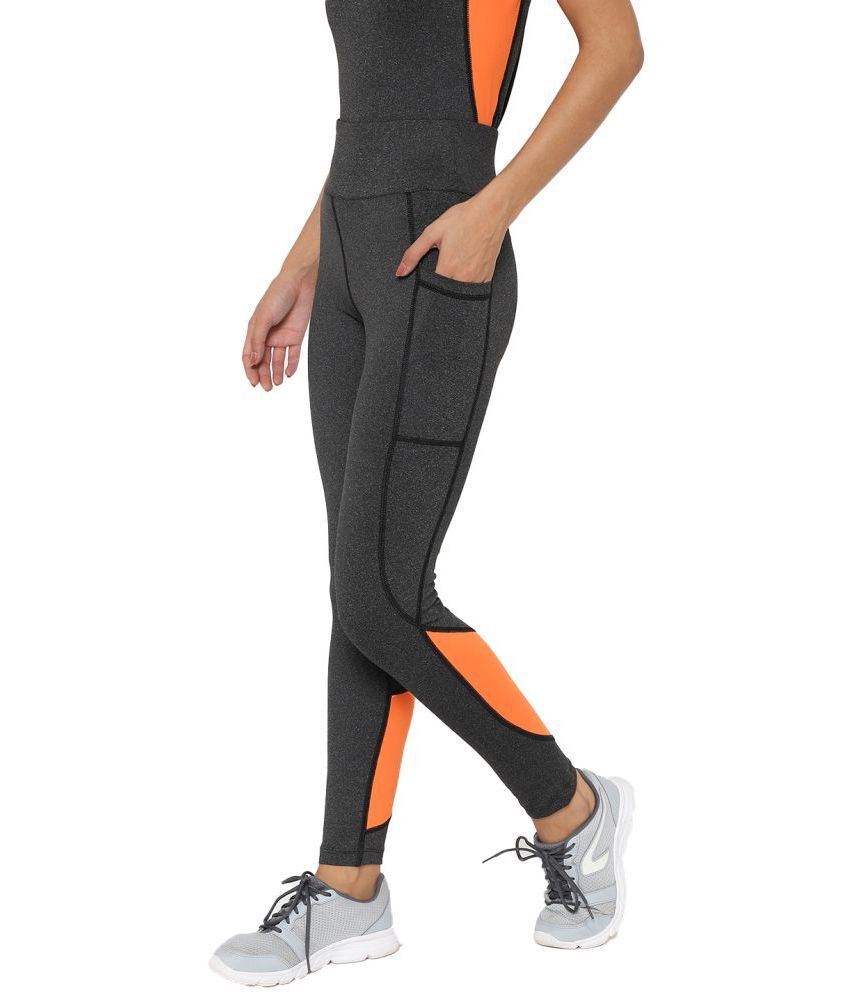 Chkokko - Polyester Regular Fit Orange Women's Sports Tights ( Pack of 1 )