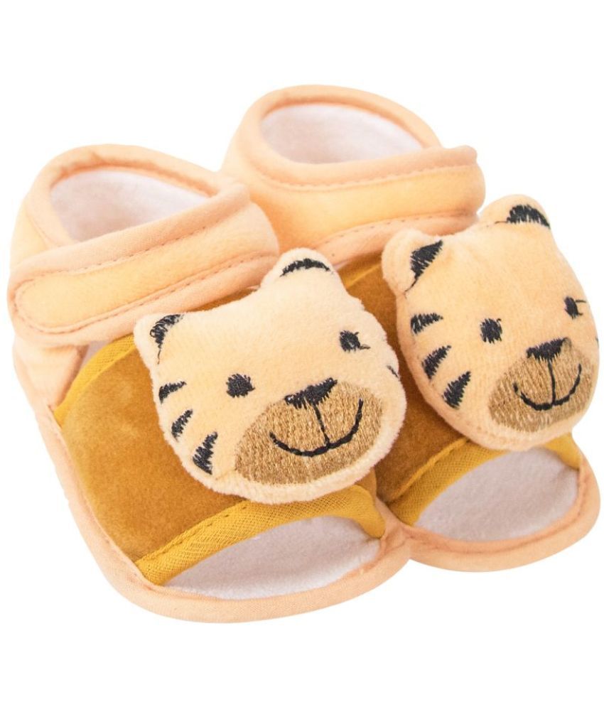     			Neska Moda 6 To 12 Months Baby Boys & Girls Lion Face Velvet Sandal Booties (Brown,Beige)