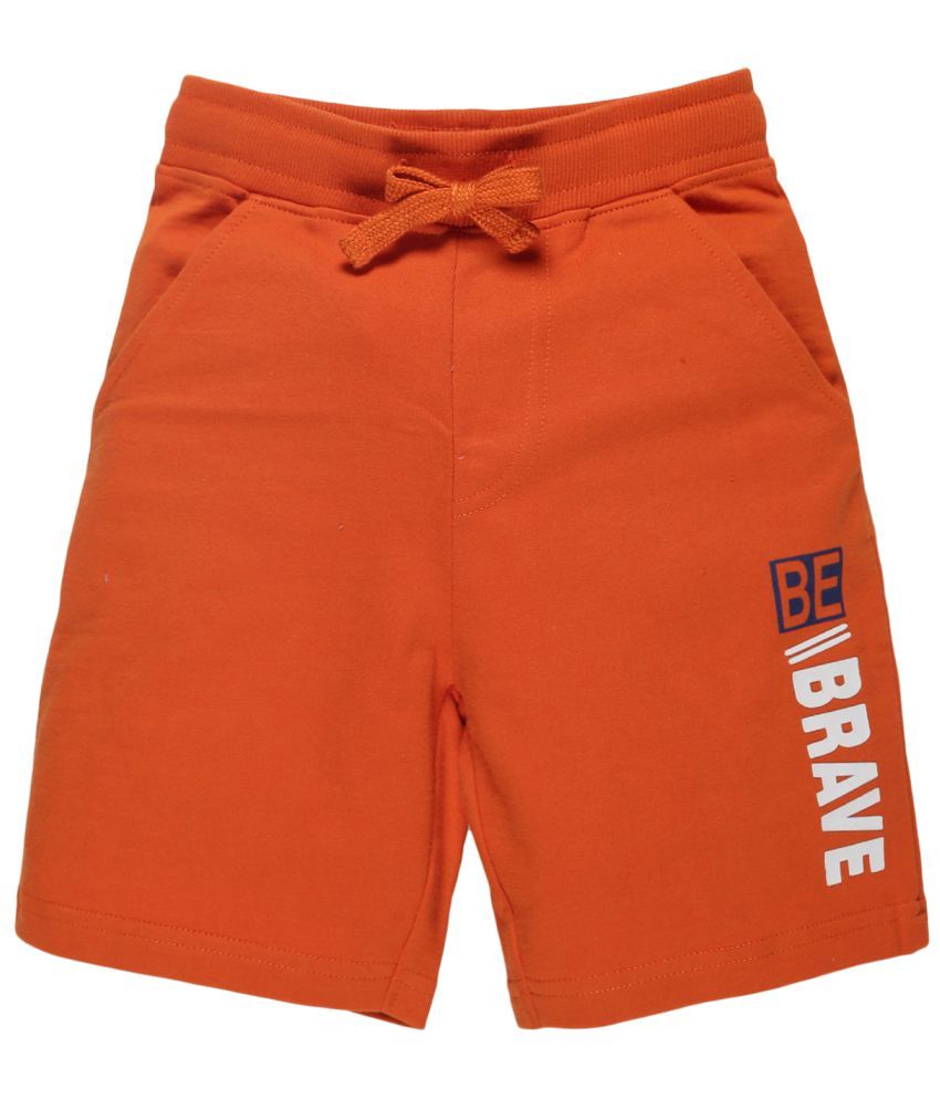     			Plum Tree Boys Orange Cotton Brave Print Short