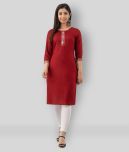 Frionkandy - Maroon Rayon Women's Straight Kurti ( Pack of 1 )