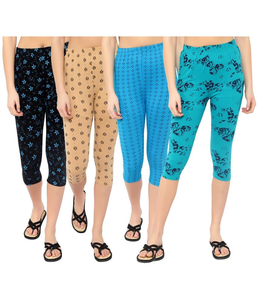     			Diaz Multi Cotton Lycra Printed Capri - Pack of 4