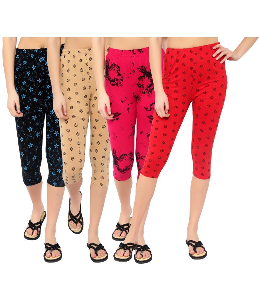     			Diaz Multi Cotton Lycra Printed Capri - Pack of 4