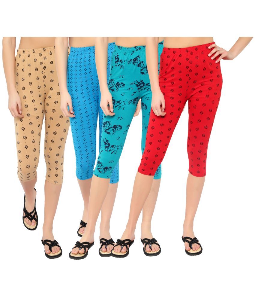     			Diaz Multi Cotton Lycra Printed Capri - Pack of 4