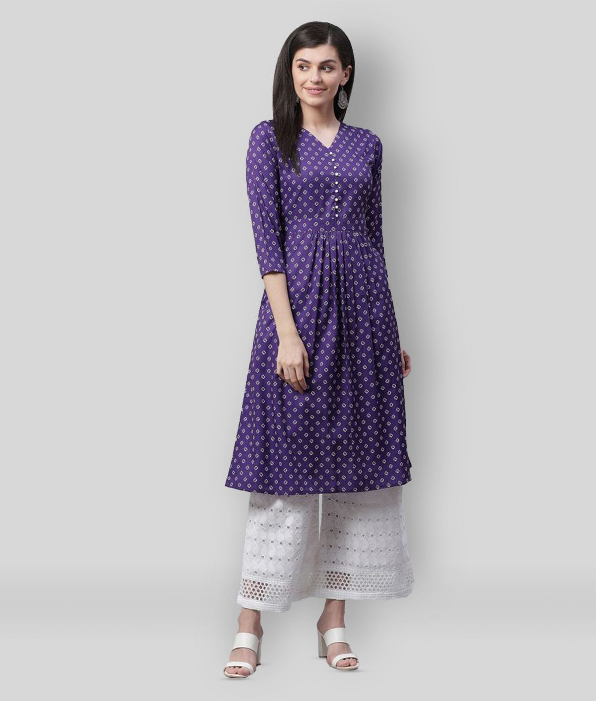 Ethnic Bay - Blue Crepe Women's A-line Kurti ( Pack of 1 )