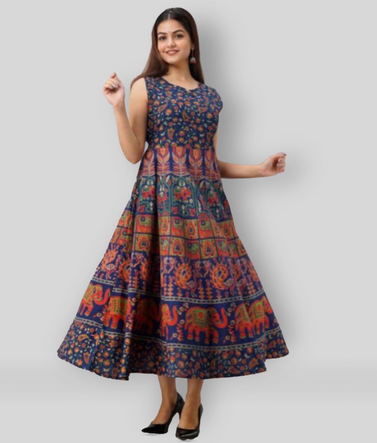     			Frionkandy - Blue Cotton Women's Anarkali Kurti ( Pack of 1 )