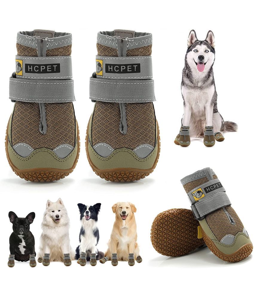 KUTKUT HCpet Dog Boots for Hardwood Floor | Breathable Dustproof Dog Shoes  | Dog Booties with Reflective Anti-Slip Sole | Outdoor Paw Protectors with  Rubber Soles for Hiking and Running (Size: 6):