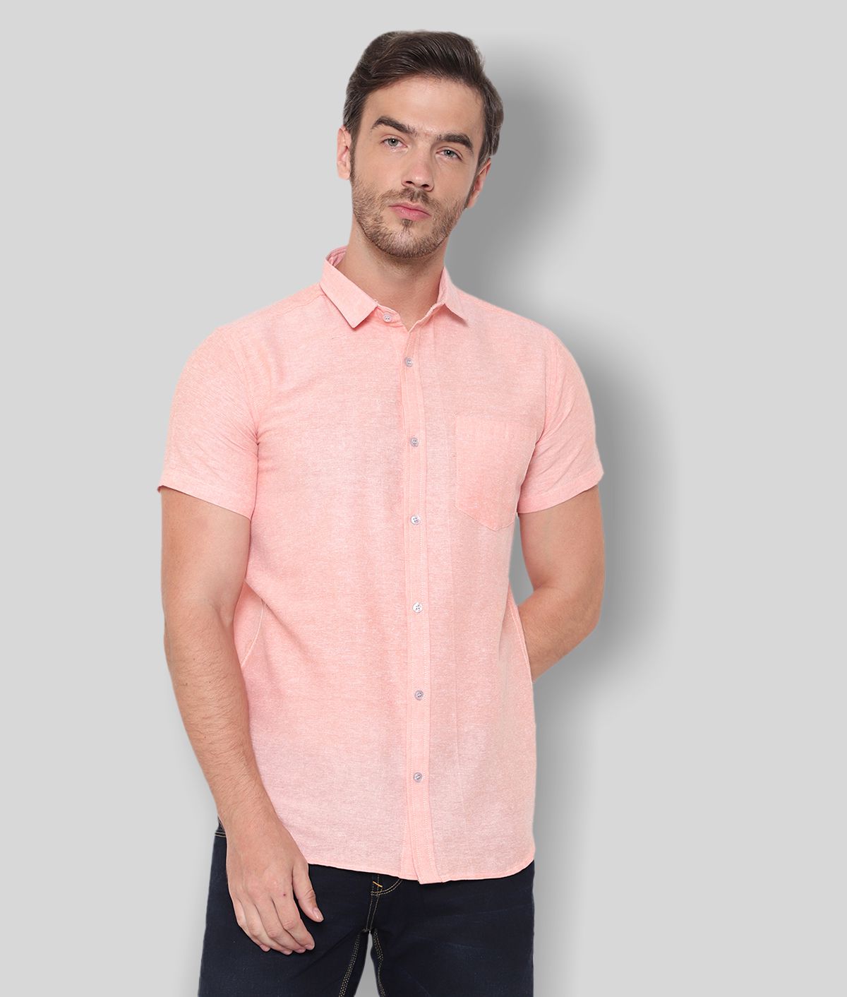     			Latest Chikan - Pink Cotton Blend Regular Fit Men's Casual Shirt (Pack of 1)