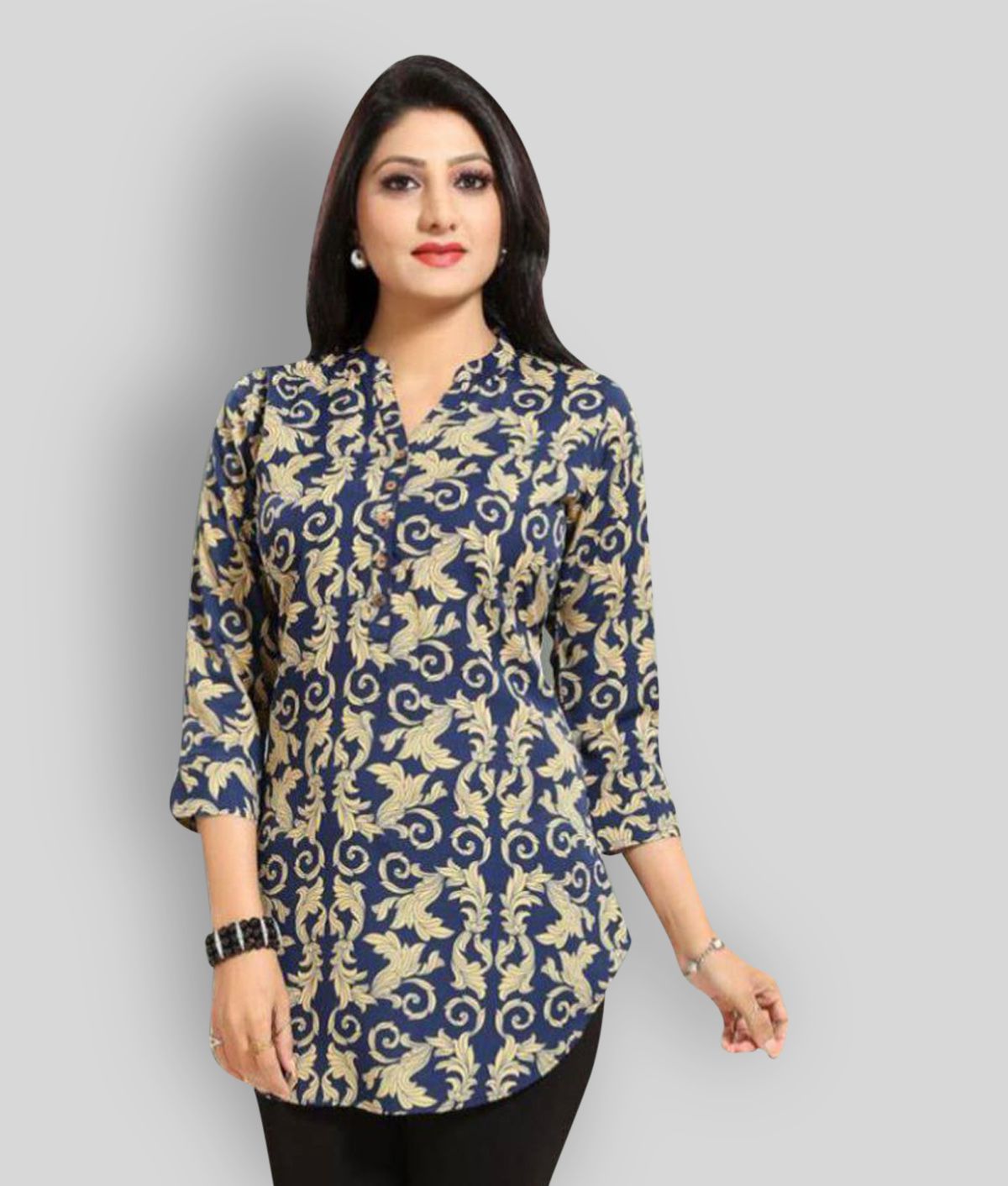 Meher Impex - Multicolor Crepe Women's Straight Kurti ( Pack of 1 )
