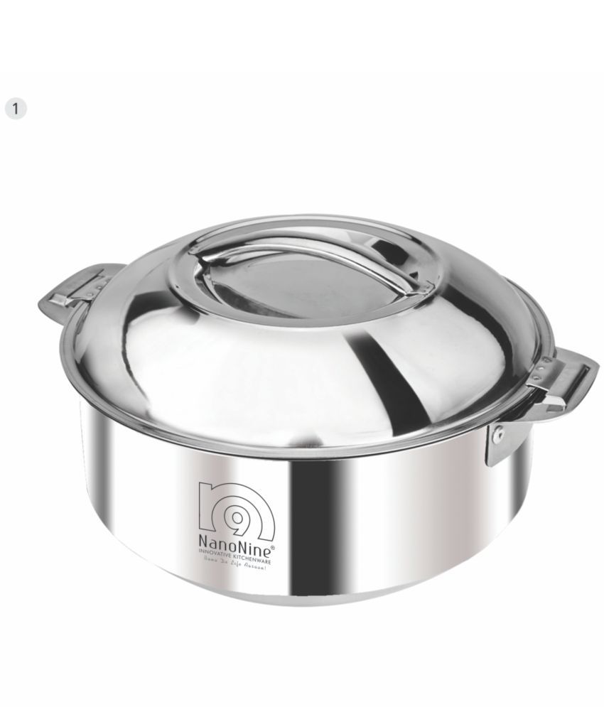     			NanoNine Hot Chef Double Wall Insulated Hot Pot Stainless Steel Casserole with Steel Lid, 900 ml, 1 pc