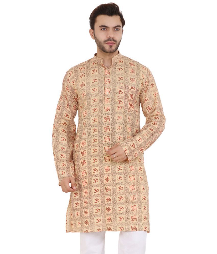     			Latest Chikan - Beige Cotton Men's Regular Kurta ( Pack of 1 )