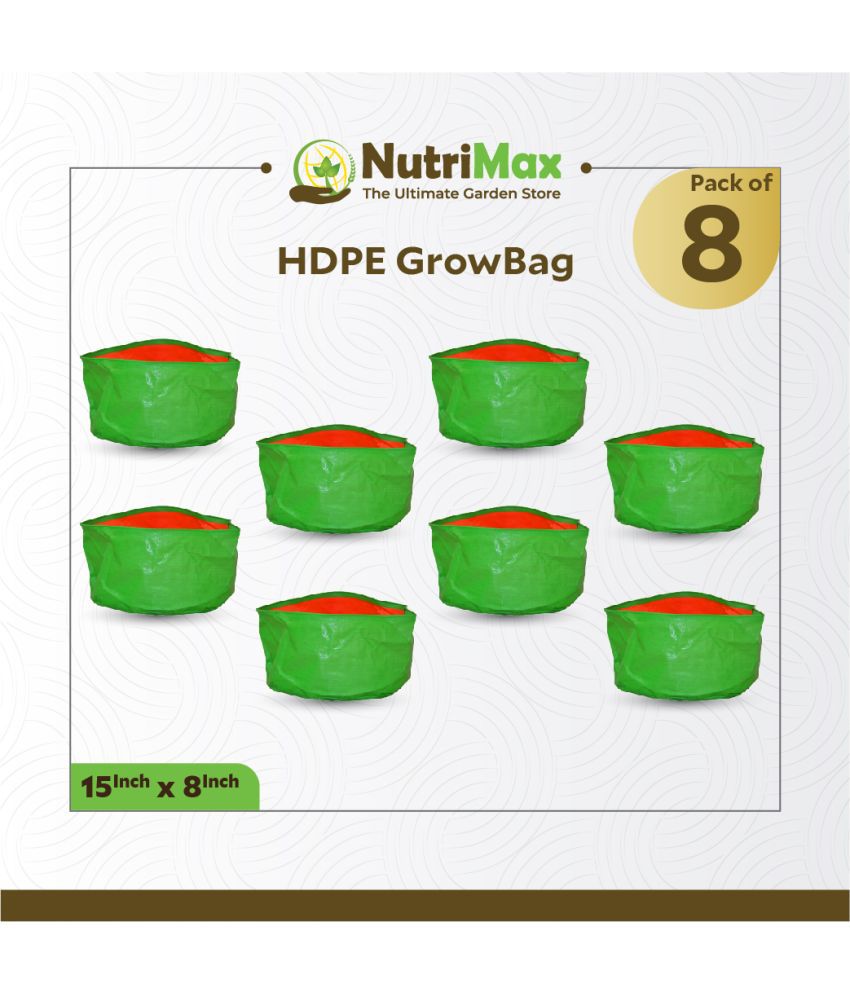     			Nutrimax 200 GSM HDPE Grow Bags 15 inch x 8 inch Pack of 8 Outdoor Plant Bag