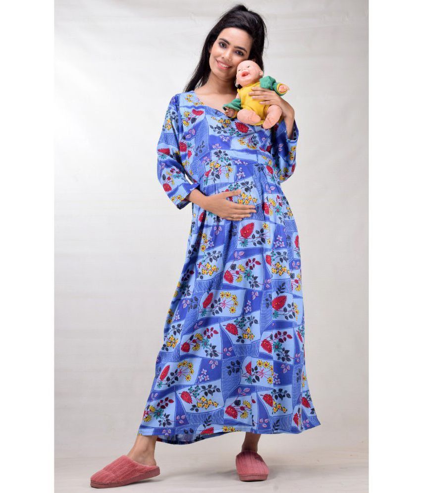     			CLYMAA Blue Rayon Gown - Single