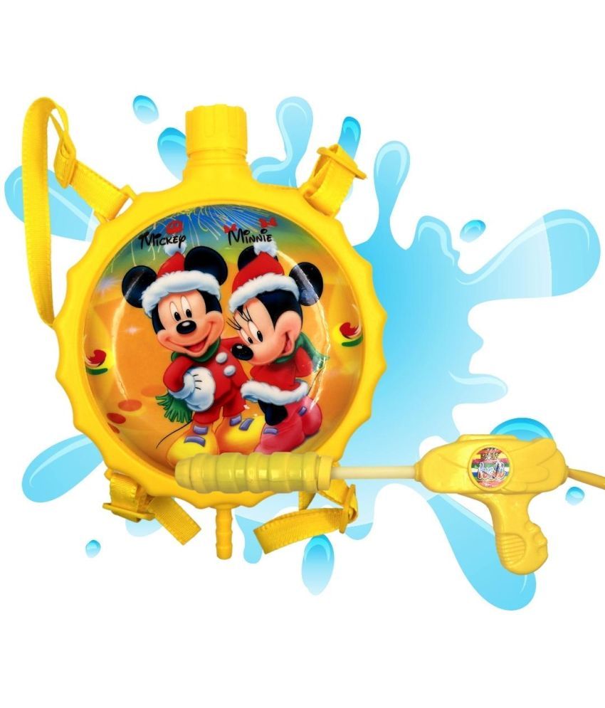     			DealBindaas Mickey Mouse Holi Pichkariun Water Blaster With Back Holding Tank Water Capacity 1 Liters Spray Squirt Pistol Pump Water Play Toy