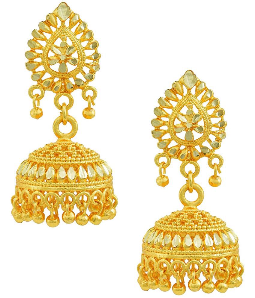     			Happy Stoning One gram Gold plated Jhumka Earrings