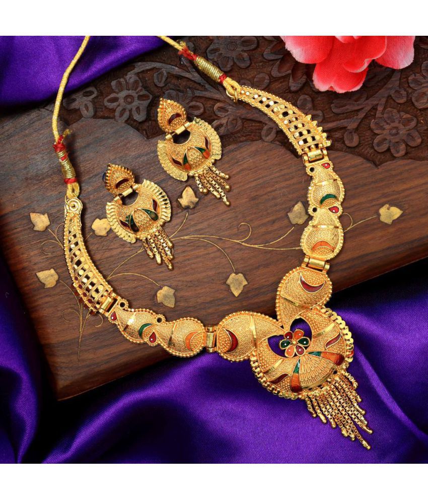     			MGSV Alloy Golden Designer Necklaces Set