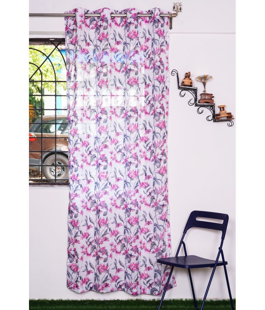 parda online Single Window Transparent Eyelet Net Pink Curtains ( 152 x ...