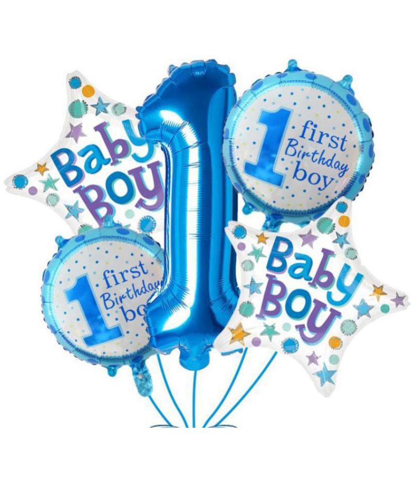     			5 Pcs Foil Set 1st Birthday Baby Boy (Blue)