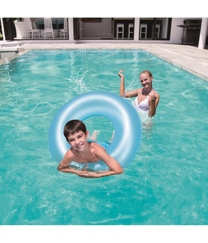 NHR Frosted Neon Swim Ring Tube , Swing Ring for Kids (91 cm , Blue)
