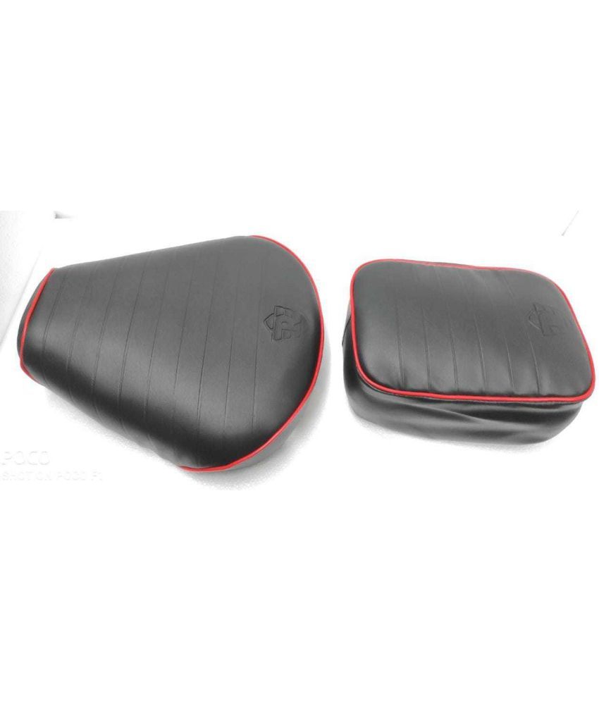     			KOHLI BULLET ACCESSORIES Classic Seat Cover Red Lining Black For Royal Enfield Classic 350cc 500cc