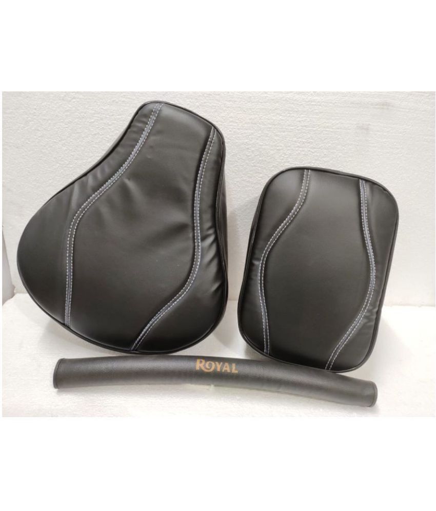     			KOHLI BULLET ACCESSORIES Stylish Seat Cover Black + Backrest Foam Combo Black For Royal Enfield Classic , Classic Desert Storm