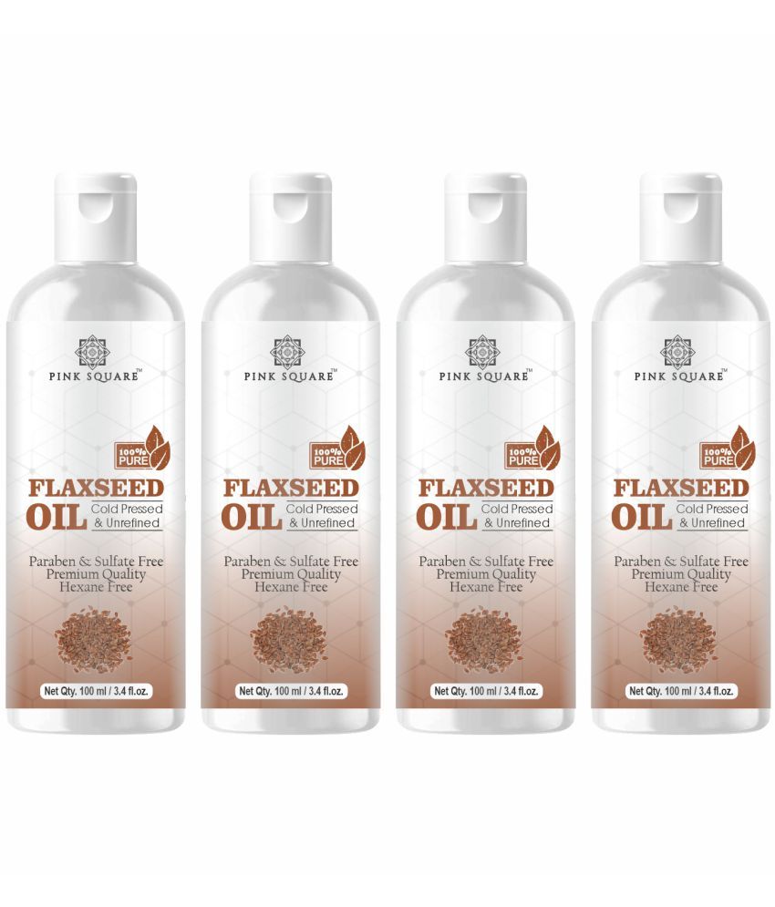     			pink square 100% Cold Pressed Pure Flaxseed Oil For Hair Growth 400 mL Pack of 4