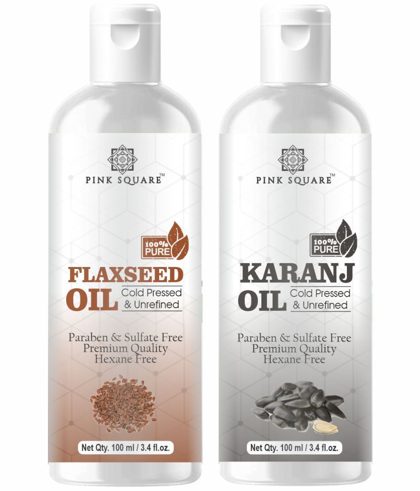     			pink square 100% Cold Pressed Flaxseed Oil and Karanj Oil 200 mL Pack of 2