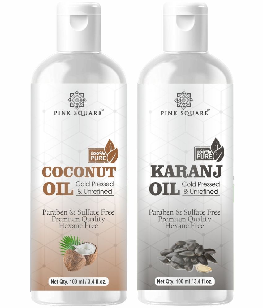     			pink square 100% Cold Pressed Coconut Oil and Karanj Oil 200 mL Pack of 2