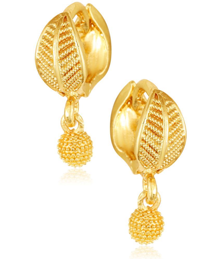     			Vighnaharta Filigree work Gold Plated alloy Hoop Earring Clip on fancy drop Bali Earring for Women and Girls  [VFJ1585ERG]