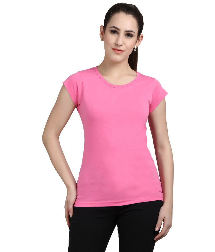     			Diaz Cotton Pink T-Shirts - Single