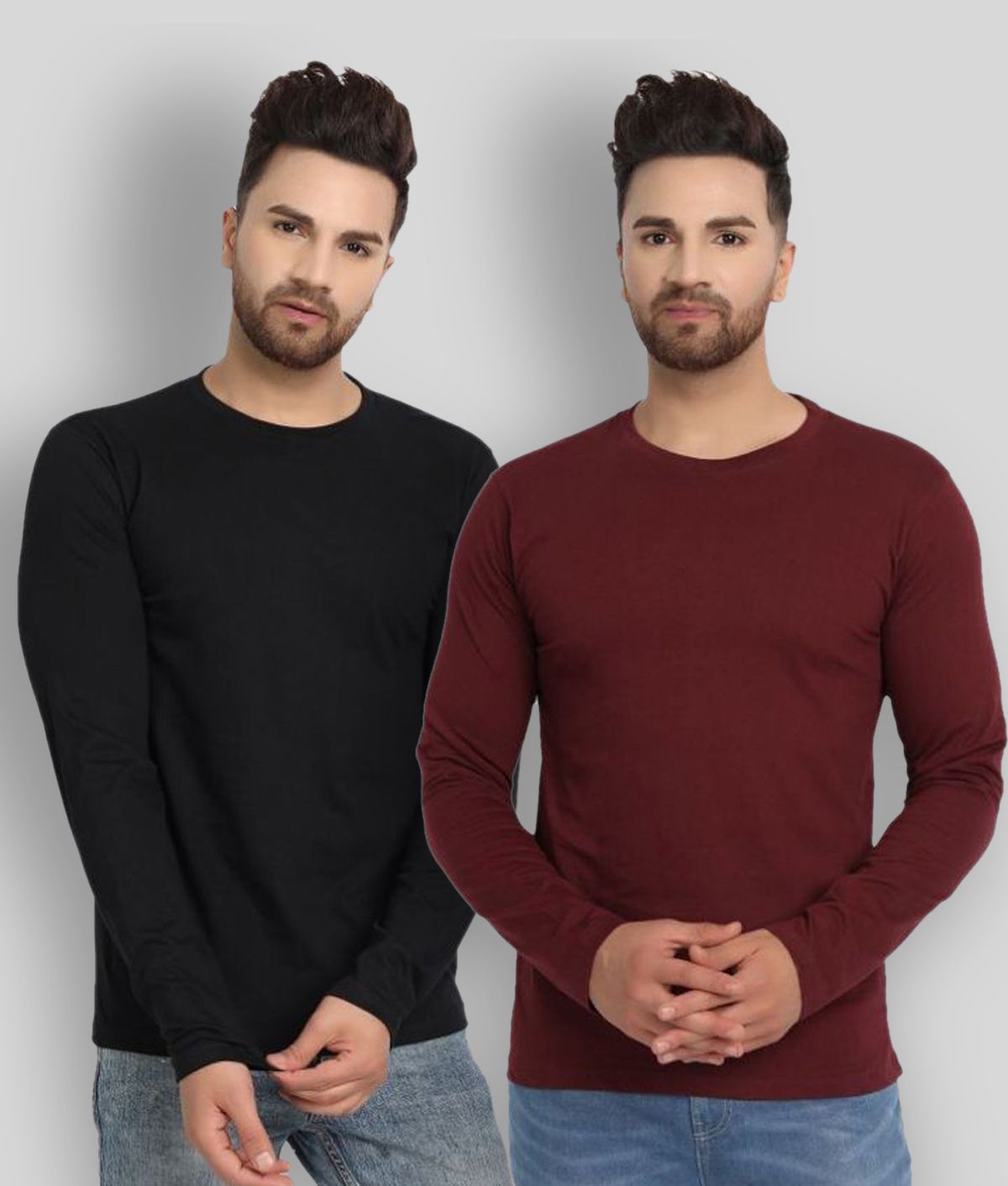     			ESPARTO - Wine Cotton Regular Fit Men's T-Shirt ( Pack of 2 )