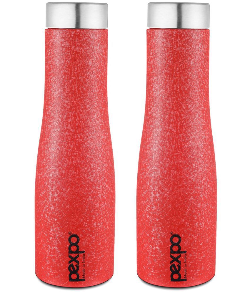     			PEXPO 1000 ml Stainless Steel Fridge Water Bottle (Set of 2, Red, Monaco)