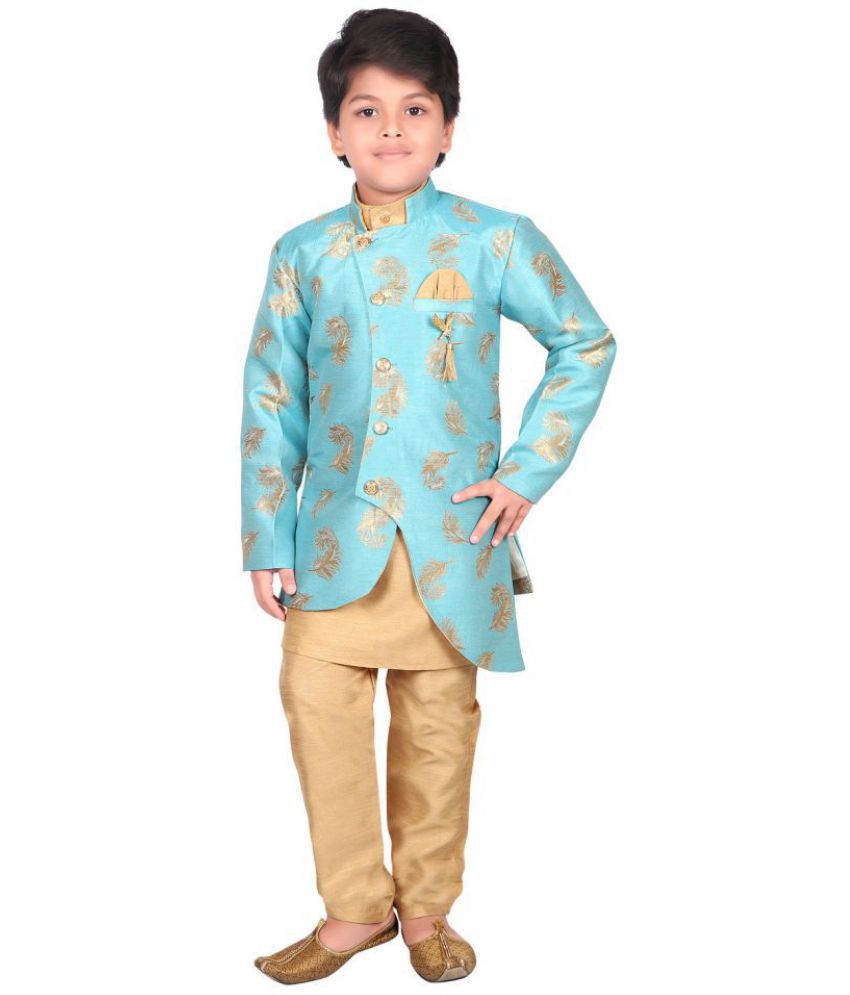     			Ahhaaaa Ethnic Wear Sherwani Kurta and Pyjama Set For Kids and Boys (Sky Blue, 2-3 Years)