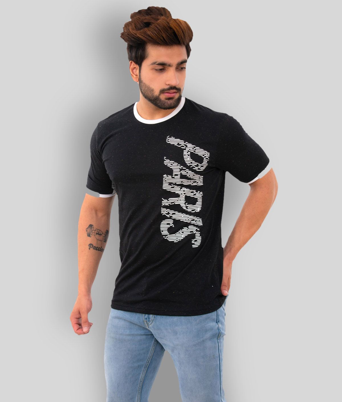     			BISHOPCOTTON - Black Cotton Blend Regular Fit  Men's T-Shirt ( Pack of 1 )