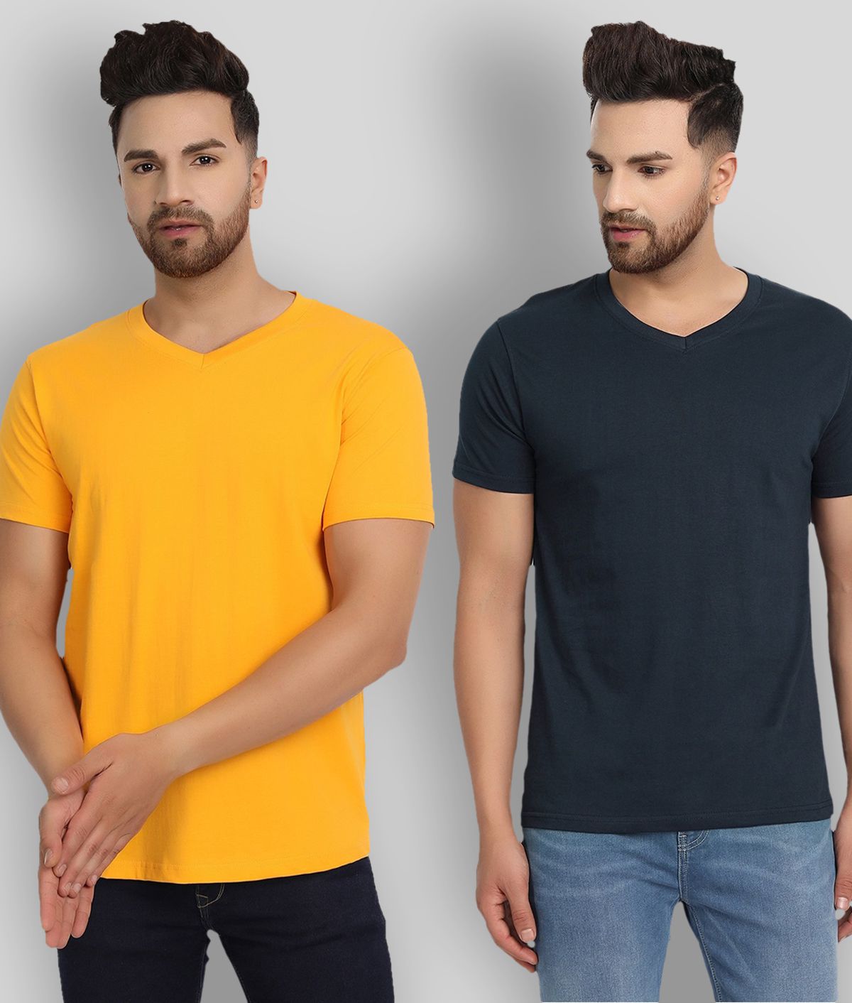     			ESPARTO - Yellow Cotton Regular Fit Men's T-Shirt ( Pack of 2 )