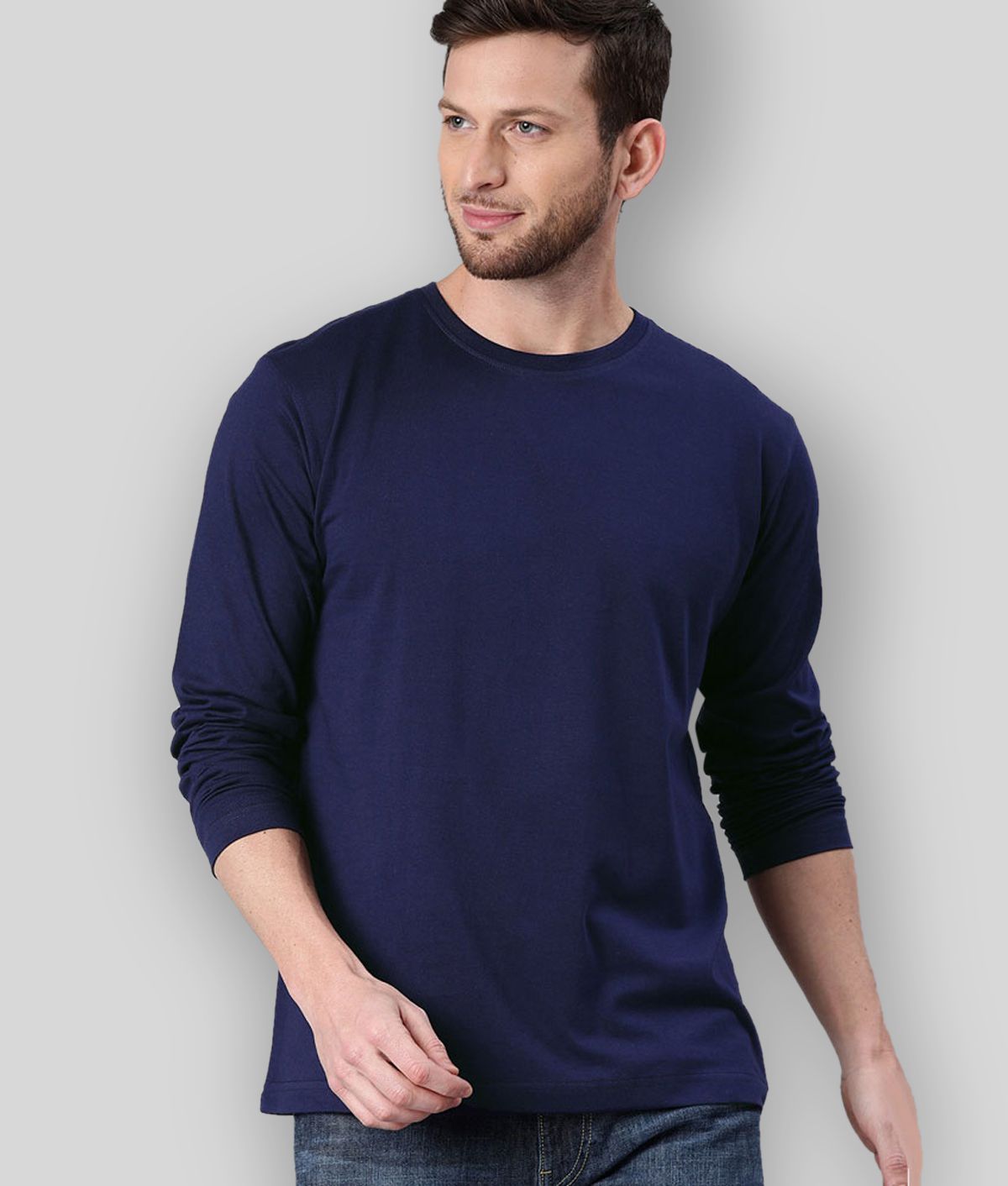     			Be Awara - Navy Blue Cotton Relaxed Fit Men's T-Shirt ( Pack of 1 )